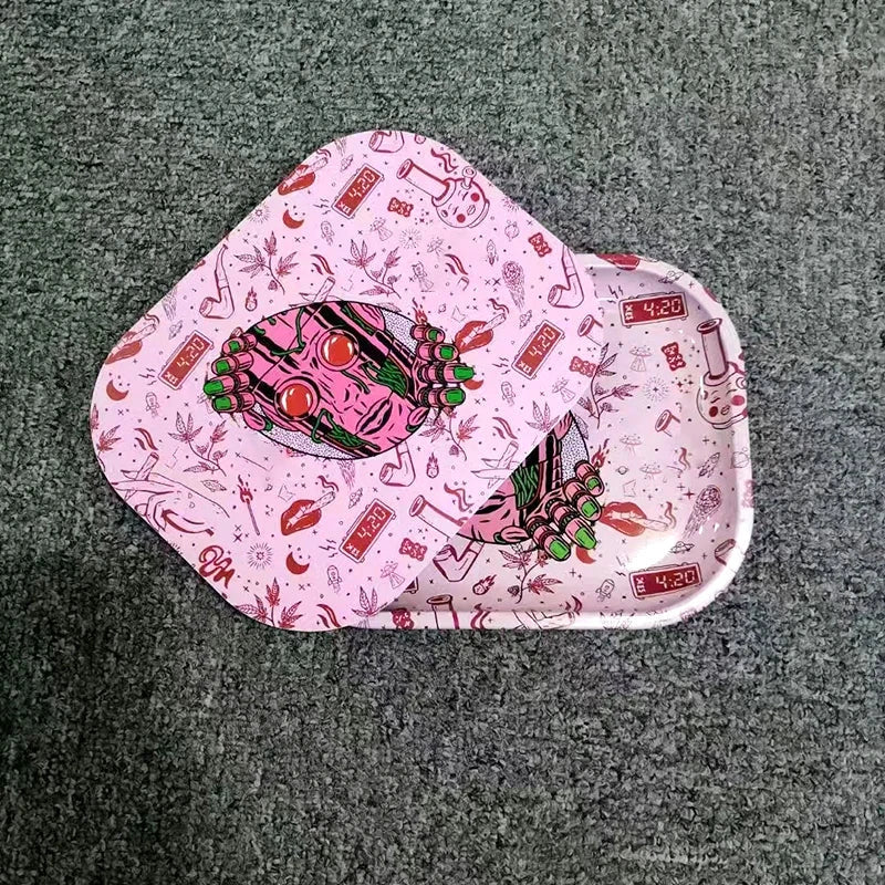 1Pc Rolling Tray Tobacco Cigarette Paper Accessories Trays Magnetic Lid Smoking Grinder Storage Metal Plate 18x14CM Good Vibrations Adult Super Store