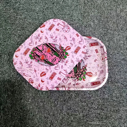 1Pc Rolling Tray Tobacco Cigarette Paper Accessories Trays Magnetic Lid Smoking Grinder Storage Metal Plate 18x14CM Good Vibrations Adult Super Store