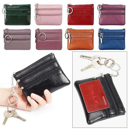 PU Leather Portable Money Coin Purse with Key Ring Waterproof Pocket Purse Zipper Wear-resistant Credit Card Holoder Man Women Good Vibrations