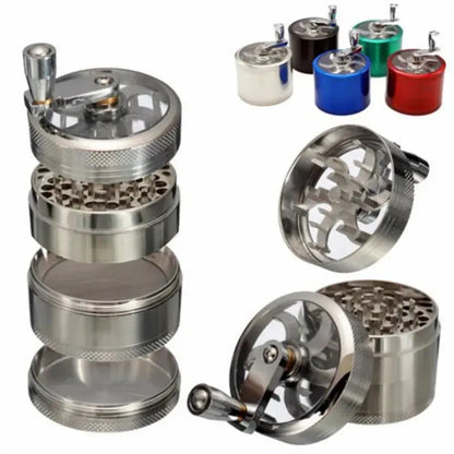 4-layer zinc alloy herbal grinder with manual operation, 40mm size, ideal for spices and tobacco.