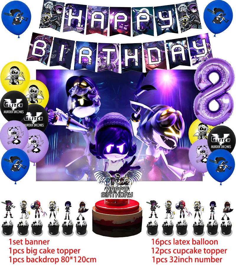 Murdered Drones Birthday Party Decoration Balloon Backdrop Cake Topper Murdered Drones Birthday Party Supplies Baby Shower Good Vibrations