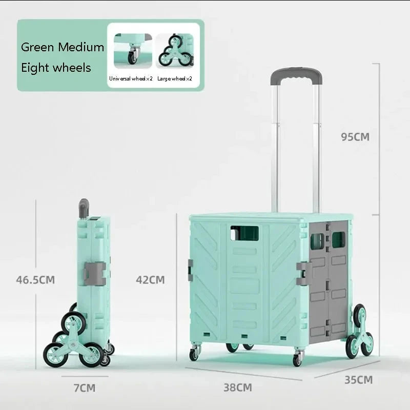 Home Supplies Trolley Shopping Storage Containers Folding Cart Plastic Shopping Cart Vehicle Mounted Storage Box Bag On Wheels Good Vibrations
