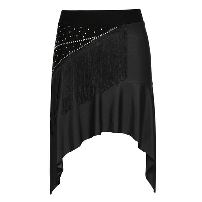 Women Lyrical Dance Outfit Set Modern Contemporary Dancewear Tassel Long Sleeve Mesh Crop Top with Skirted Leotard Ballet Outfit Good Vibrations