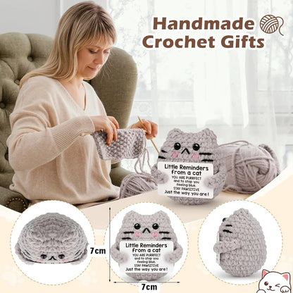 Positive Energy Pocket Hug Crochet Doll, Mini Handmade Knitted Plush Potato Turtle Vegetable Duck Funny Support Gift with Card Good Vibrations