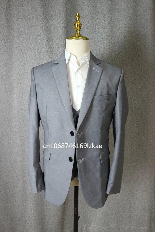 Classic Men Suit 3 Pieces Fashion Slim Fit Blazer Vest Pants Set Formal Business Wedding Tuxedos for Men Casual Clothing Good Vibrations