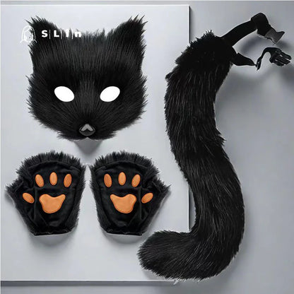 Foxes Mask+Tail +Gloves Set Halloween Cosplays Costume Accessorie Theme Party Dress Up Props Carnival Party Costumes Accessories Good Vibrations