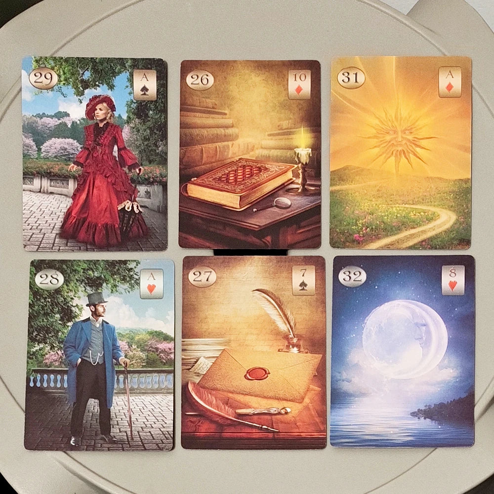 Thelema Lenormand Oracle Deck Double-embossed Cardstock 9*6cm 36 Esoteric Divination Cards for Daily Guidance Good Vibrations