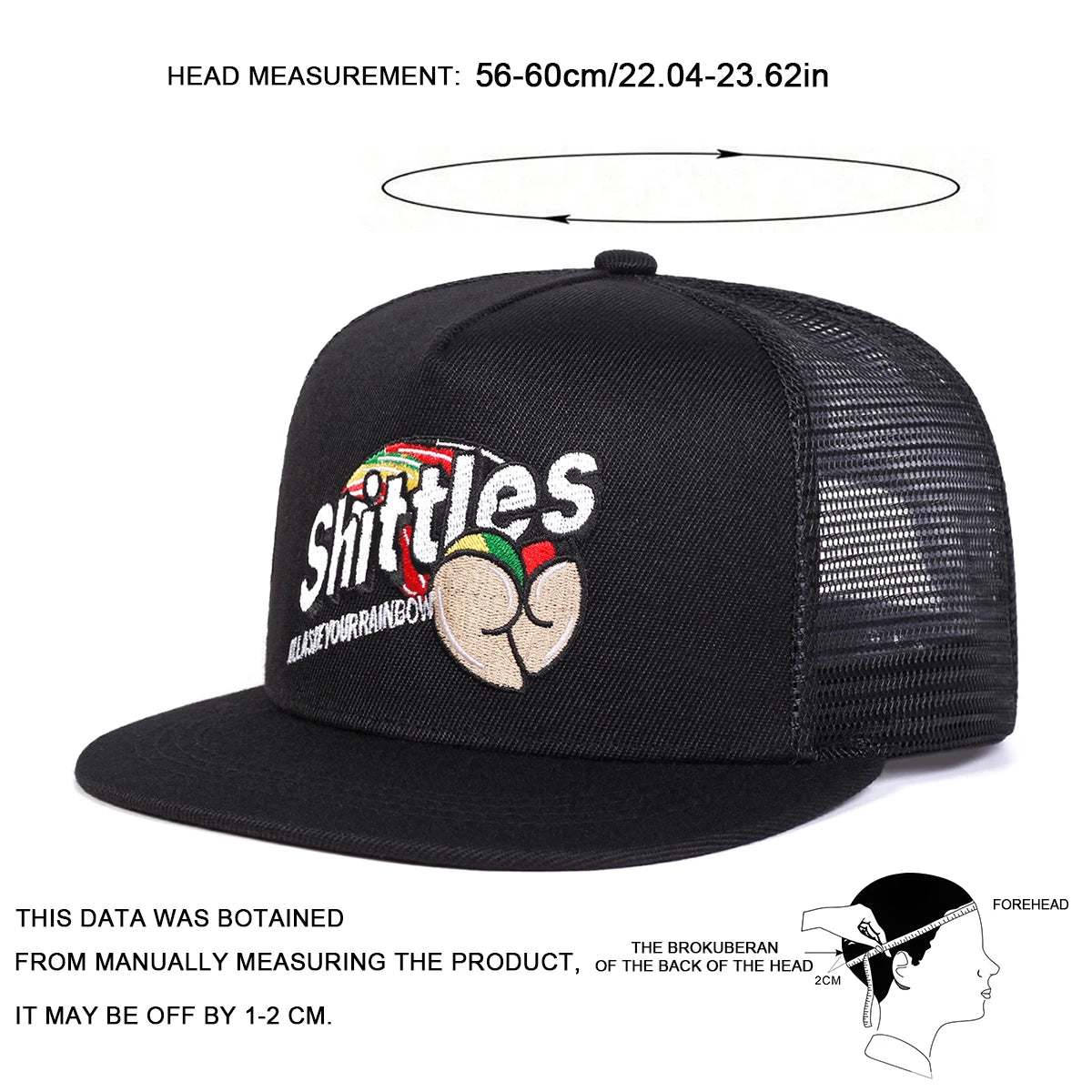 Unisex SHITTLES Embroidery Hip-hop Net Hats Spring Summer Outdoor Adjustable Casual Baseball Caps Sunscreen Hat Sports Cap Good Vibrations