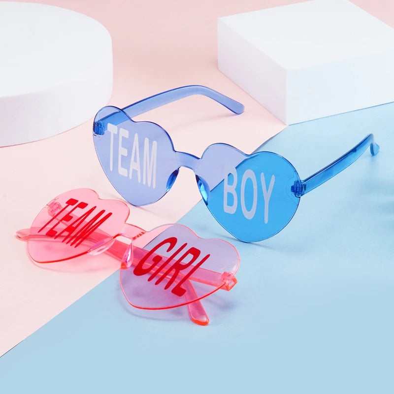 Baby Gender Reveal Party Team Boy Team Girl Glasses Decoration Supplies Blue and Pink Sunglasses Photo Props Guests Gift Favors Good Vibrations