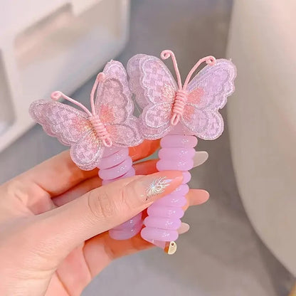 Cute Butterfly Hair Ties High Elasticity Phone Cord Scrunchie Resin and Polyester Headwear Suitable Daily Wear Hair Accessories Good Vibrations