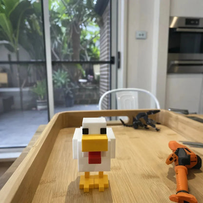 Charming and cute pixel chicken statue - artistically crafted animal decoration suitable for homes and offices Good Vibrations