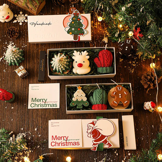 Christmas Souvenir Practical Small Gift Handmade Fragrance Shaped Candle Christmas Aromatherapy Candle Set Festive Supplies Good Vibrations