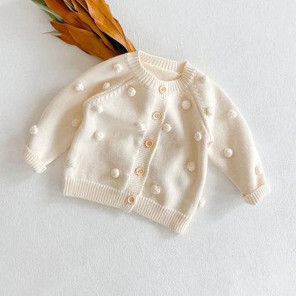 Toddler Baby Girls Knitted Cardigan Clothes for Spring Autumn Solid O-Neck Kids Knitwear Sweater Coat Good Vibrations