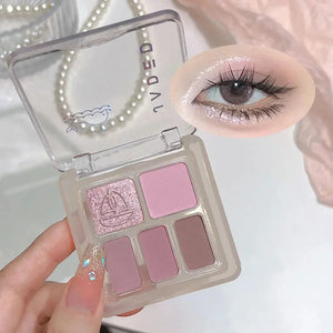 JADED Five Color Purple Pink Glitter Eye Shadow Make Up Palette Waterproof Easy Coloring Shiny Silver Gray Matte Black Eyeshadow Good Vibrations