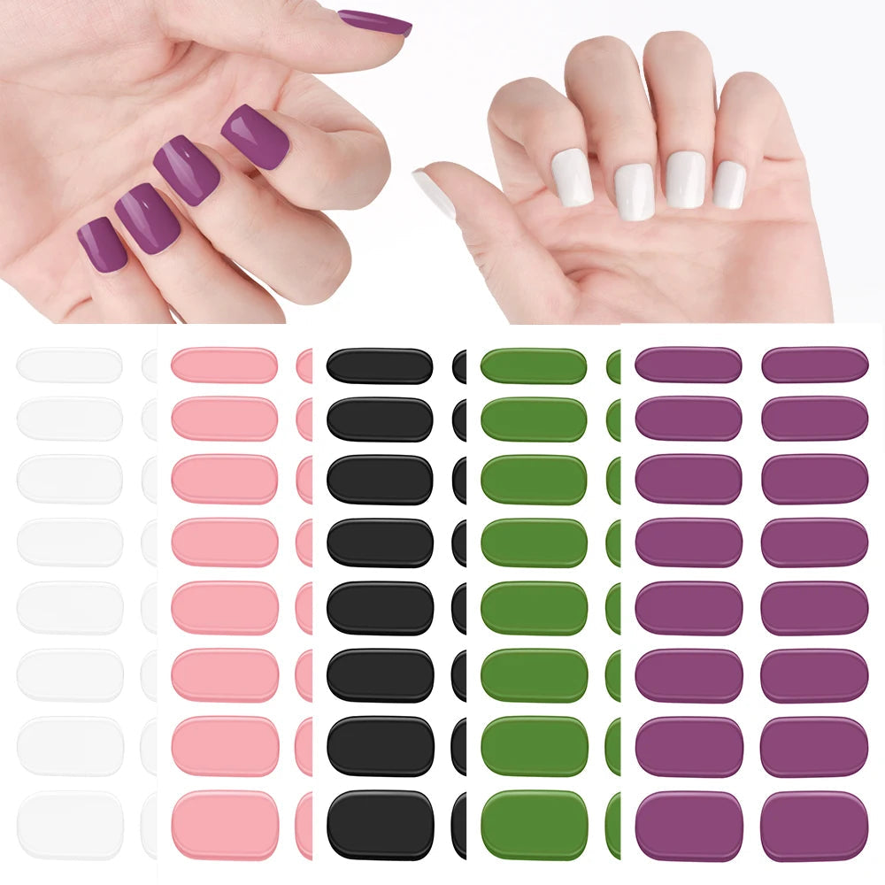 UV Semi-Cured Gel Nail Wraps Stickers Strips French Long Lasting Full Cover LED Gel Semi Cured Nail Sliders For Nail Extension & Good Vibrations