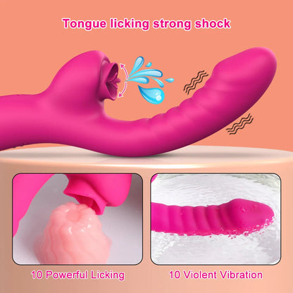 Tongue Licking Vibrator 2 In 1 Adult Women Sex Toys Dildos Vibrators Clitoris Stimulator With 20 Speeds Vibrators Sex Product Good Vibrations