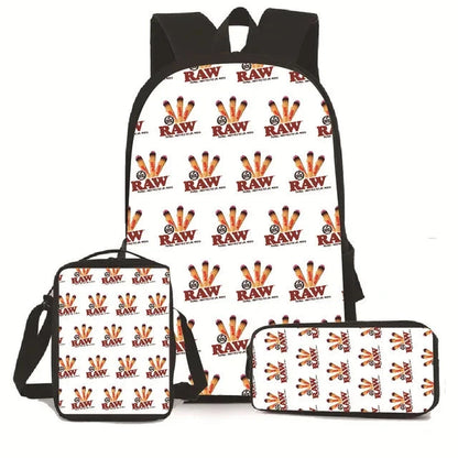 Creative Cigarette Rolling Paper Tobacco RAW 3D Print 3pcs/Set pupil School Bags Laptop Daypack Backpack Lunch bag Pencil Case Good Vibrations Adult Super Store
