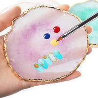 Resin Nail Art Painting Palette, Gold Trim Resin Nail Art Mixing Palette for Nail Polish Color Mixing Good Vibrations