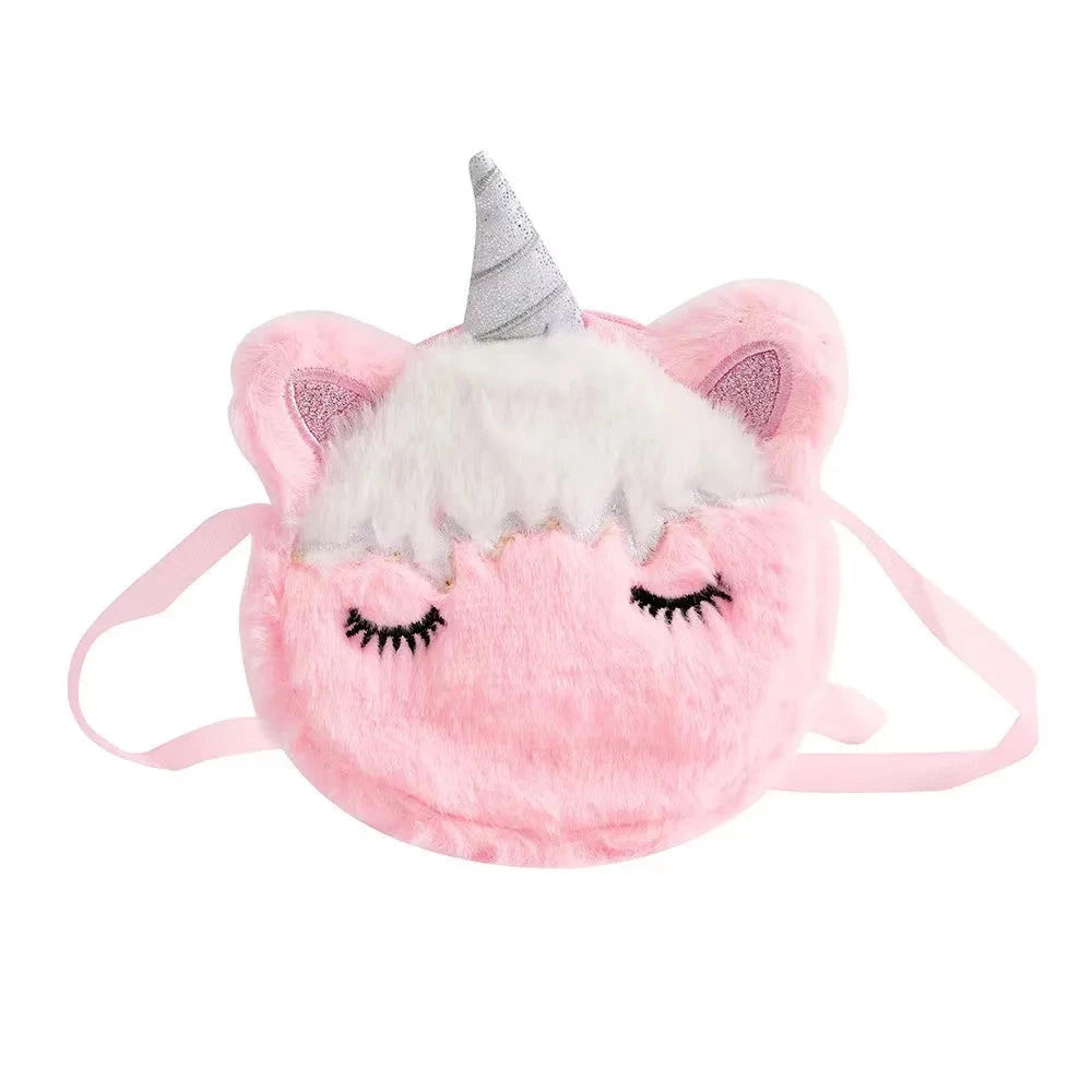 Kids Fashion Plush Shoulder Bag Cute Cartoon Unicorn Wallet Girls Handbag Baby Accessories Good Vibrations