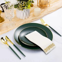 175 Pieces Green Gold Plastic  St. Patrick's Day, Include 5 Dinnerware Set, Green and Gold Disposable Plates for Party, Good Vibrations