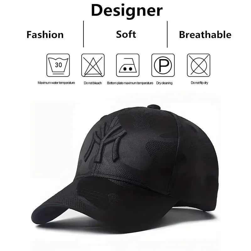 Fashion Letter Embroidery Camouflage Baseball Hats Spring and Autumn Outdoor Adjustable Casual Hats Sunscreen Hat Good Vibrations