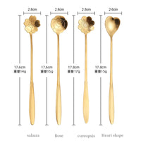 4Pcs Flower Spoon Set Small Teaspoon Coffee Spoon Cute Ice Cream Dessert Spoon Silver Gold Stainless Steel Tableware Accessories Good Vibrations