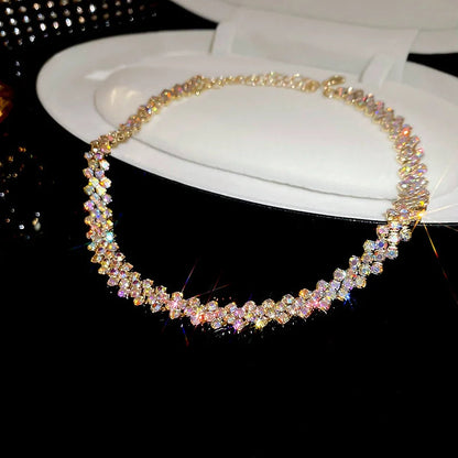 Luxury Shiny Full Rhinestone Choker Necklace for Women Personalized Geometric Crystal Necklaces Wedding Jewelry Party Gifts Good Vibrations Adult Super Store