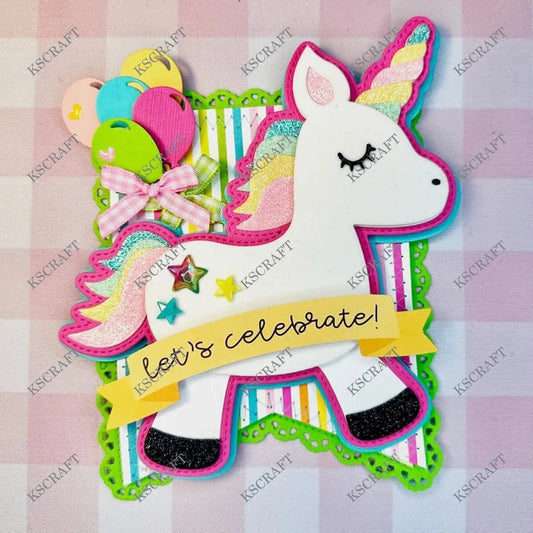 KSCRAFT Pinata Unicorn Mini Album Cutting Dies Stencils for DIY Scrapbooking Decorative Embossing DIY Paper Cards Good Vibrations