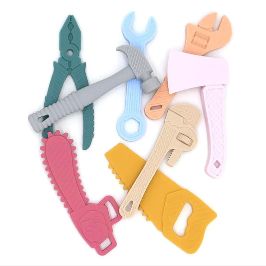 6/8pcs Hammer spanner pliers tool teether boilable soft silicone baby baby biting gum music teething stick anti-eating hand Good Vibrations