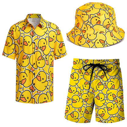 Men's 2 Pieces 80S 90S Outfit Retro 90S Shirts and Shorts Set Vintage Active Tracksuits Outfits with Hat Halloween Carnival Suit Good Vibrations