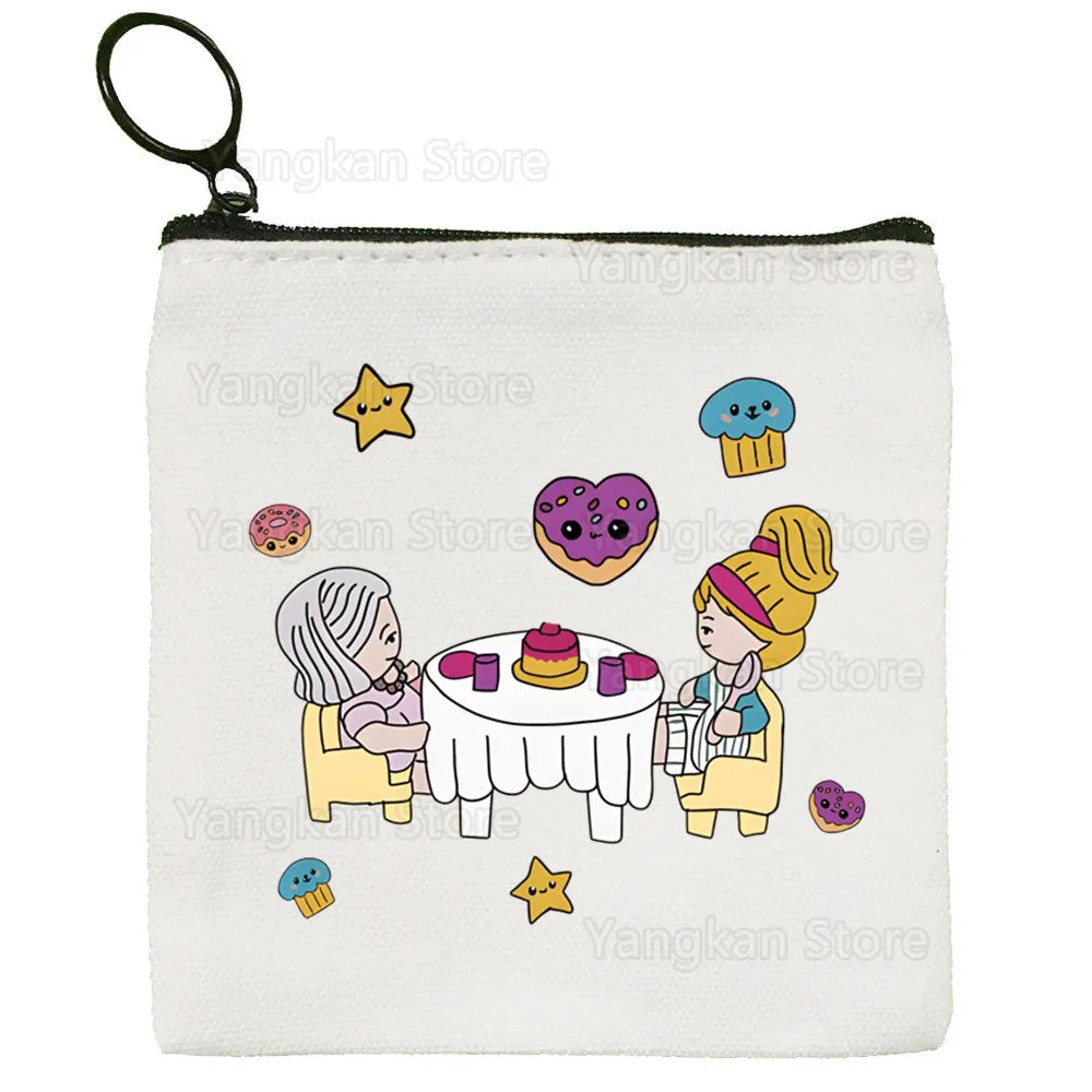 Kawaii Polly Pocket Bag Pure White Bag Handmade Cloth  Coin Purse Whiteboard Bag Handbag Good Vibrations