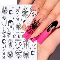 Halloween Stickers for Nails Pumpkin Ghost Skull Design Art Self-Adhesive Spider Web Decals Decoration DIY Manicure Accessories Good Vibrations
