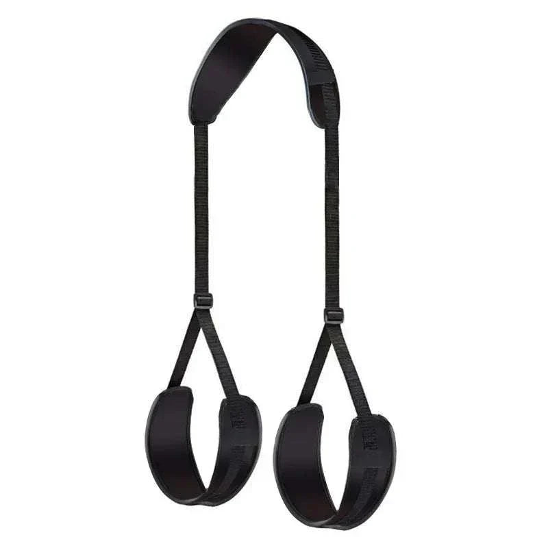 Open Thigh BDSM sex toy set with adjustable straps and neck pillow for adult couple games.