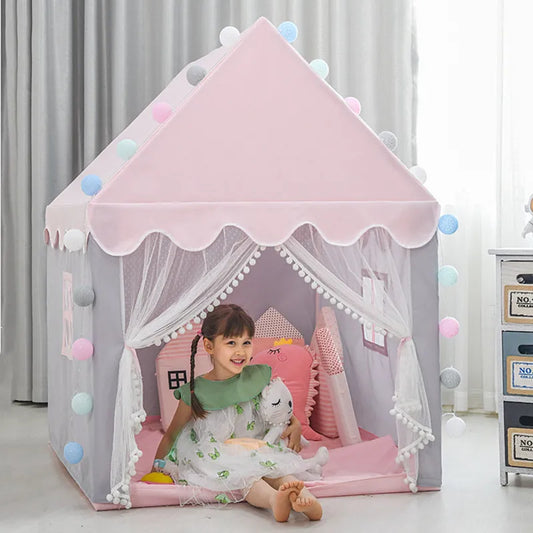 1.35M Large Portable Children Toy Tent Wigwam Folding Kid Tents Tipi Baby Play House Girls Pink Princess Castle Child Room Decor Good Vibrations