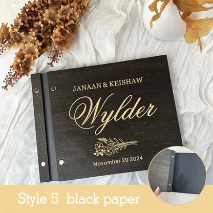 Personalized Guest Book Wedding Album Memory Wooden Adventure Rustic Unique Photo Album For Custom Name Marriage Wedding Gift Good Vibrations