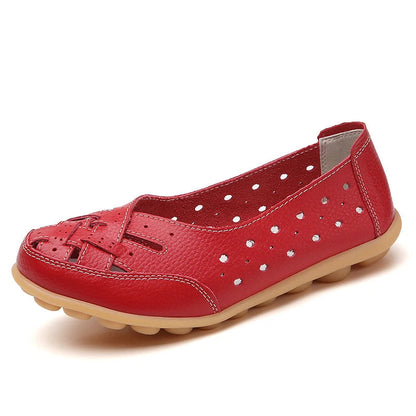 Women Flats Genuine Leather Women's Loafers Nurse Shoes Hollow Shoes Women Slip On Women Shoes Footwear Ballet Flats Women Good Vibrations