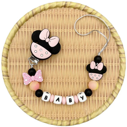 Customized Letters Name Baby Cartoon Silicone Luminous Beads Pendant Pacifier Clips Chains Holder Teether Baby Kawaii Toy Gifts Good Vibrations