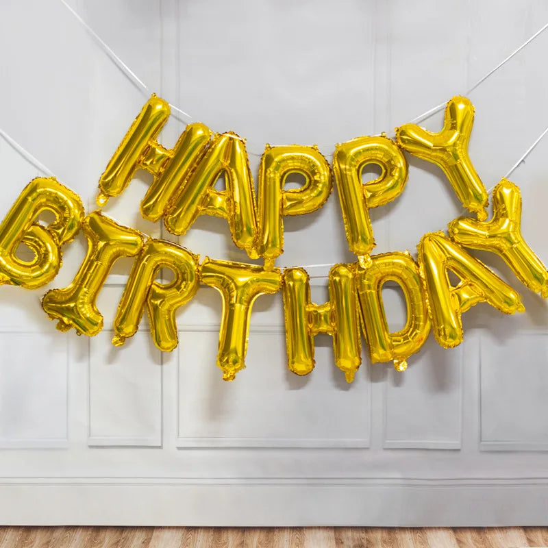 Happy Birthday Balloons Blue Golden Red Pink Black Foil Balloons Boys Girls Birthday Party Decoration Supplies Hanging Decor Good Vibrations