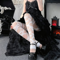 Fashion Punk Torn Strap Holes Tights Nue Sexy Lolita Gothic Spider Web Stockings Ladies Y2k Black Mesh Soft Tights High Hosiery GOOD Vibrations