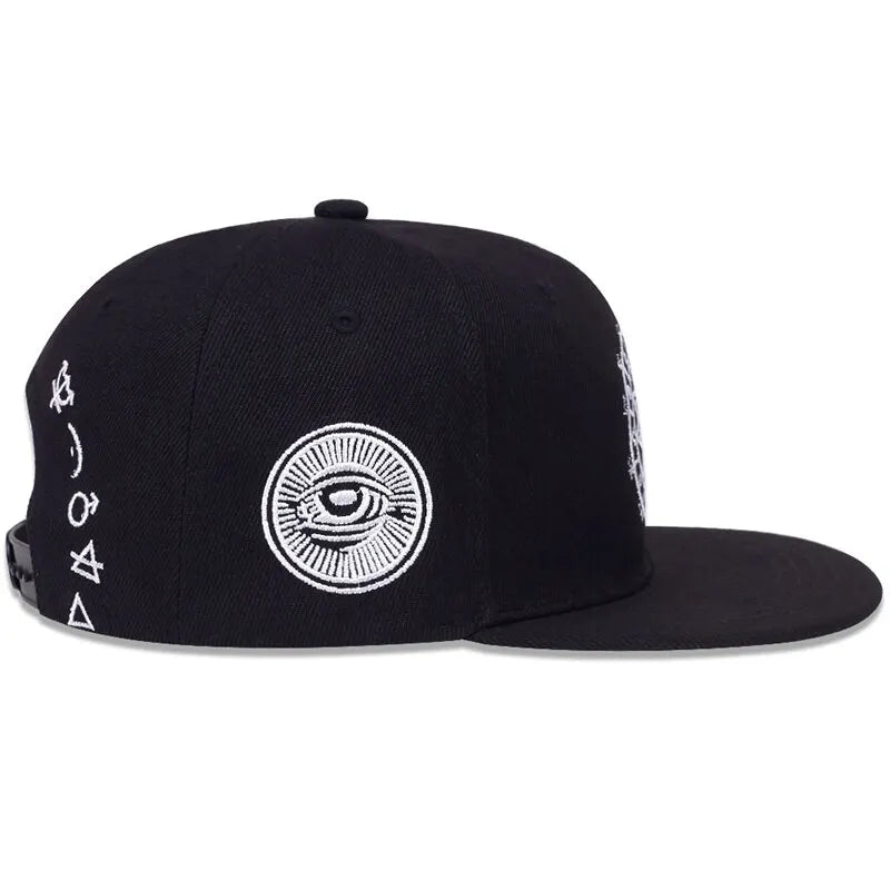 Unisex Eyes Letter Embroidery Hip-hop Hats Spring and Autumn Outdoor Adjustable Casual Baseball Caps Sunscreen Hat Good Vibrations