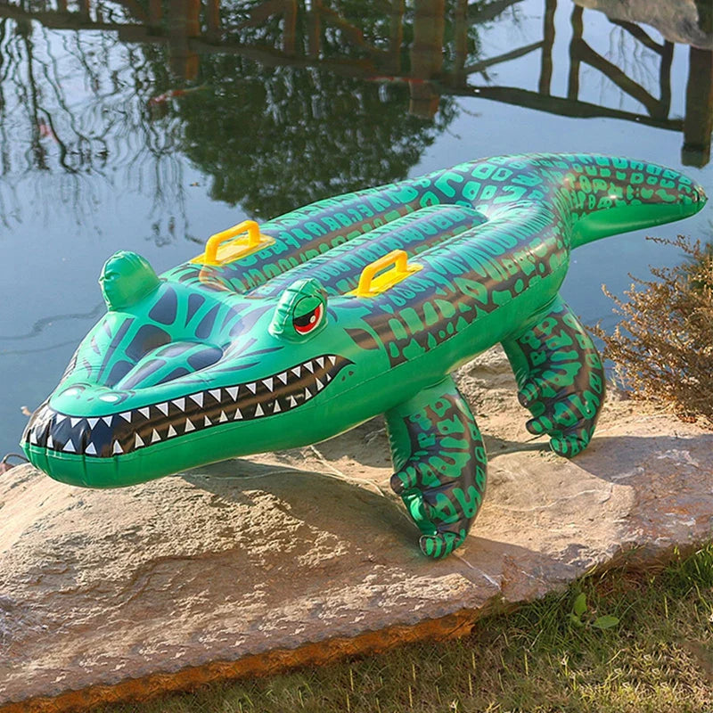Inflatable Surfing Board Cartoon Crocodile Floating Bed Summer Party Water Sports Toys Kids Water Playing Floats Swimming Pool Good Vibrations