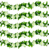 Artificial White Flower Garlands, Rose Vines, Fall Decor, Faux Floral, Wall Hanging Plants, Wedding, Home Party, 5 Pack, 37.5 ft Good Vibrations