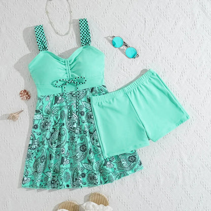 New 2025 Tankini Swimsuit Set Slim Fit Separate Skirt Style Women's Swimwear Four Corner Pants Cross Border Ladies Bikini Good Vibrations