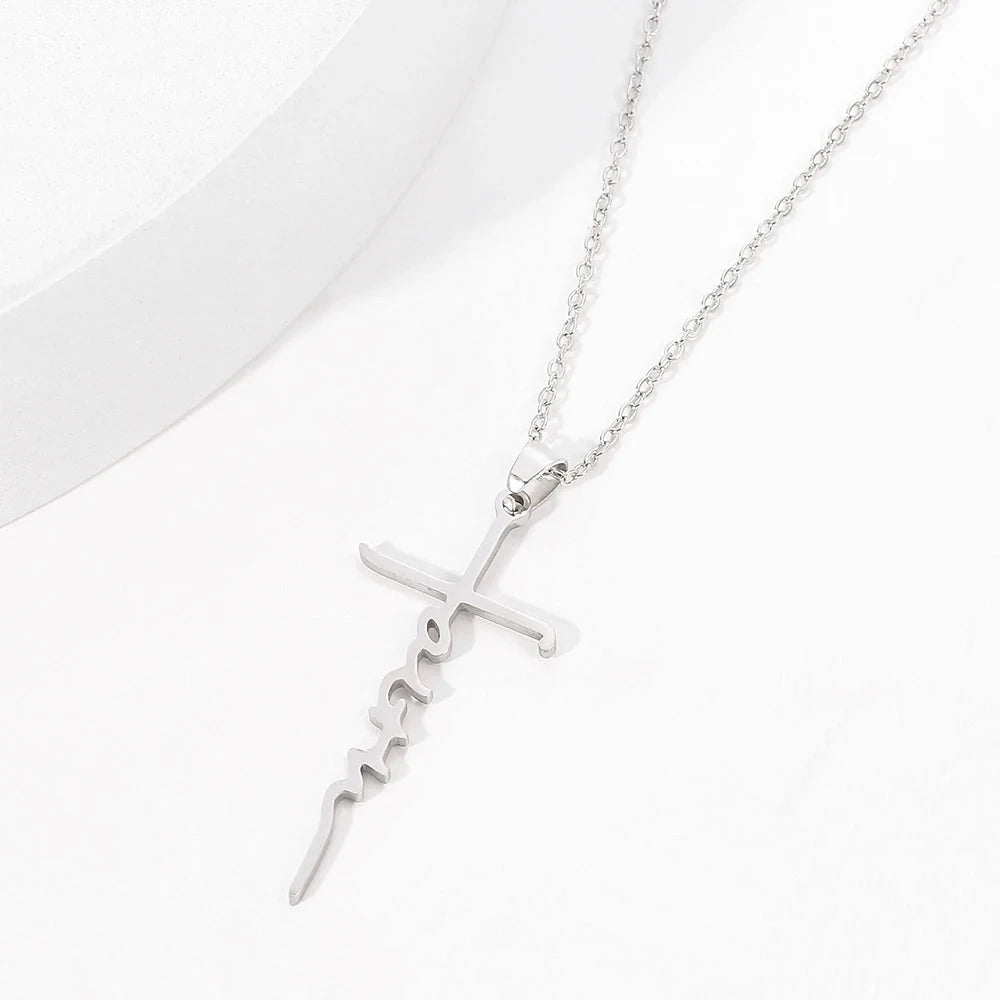 Necklace for Women European and American Fashion Cross Pendant Faith Inspiration Necklace Accessories Good Vibrations