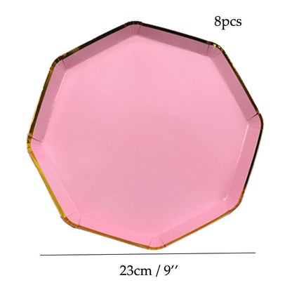 Hawaiian Pink Party Decoration Disposable Tableware Flower Summer Plate Paper Cup Napkin Birthday Decor Wedding Party Supplies Good Vibrations