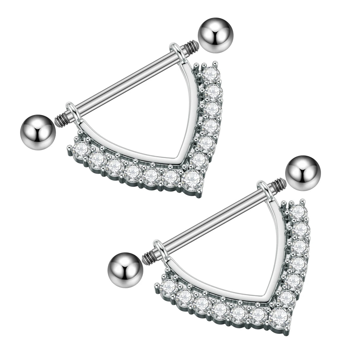 2pcs Both Sides Screwed Shield Barbell Nipple Rings 16mm Length Nipple Piercings Nonbril U-Shaped Dangled Heart Nipple Jewelry Good Vibrations