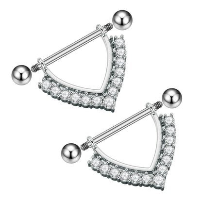 2pcs Both Sides Screwed Shield Barbell Nipple Rings 16mm Length Nipple Piercings Nonbril U-Shaped Dangled Heart Nipple Jewelry Good Vibrations