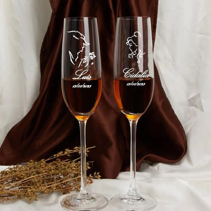Set of 2 Personalized Mr. And Mrs. Wedding Toasting Flutes Wedding Glasses Custom Bride and Groom Toasting Glasses Good Vibrations