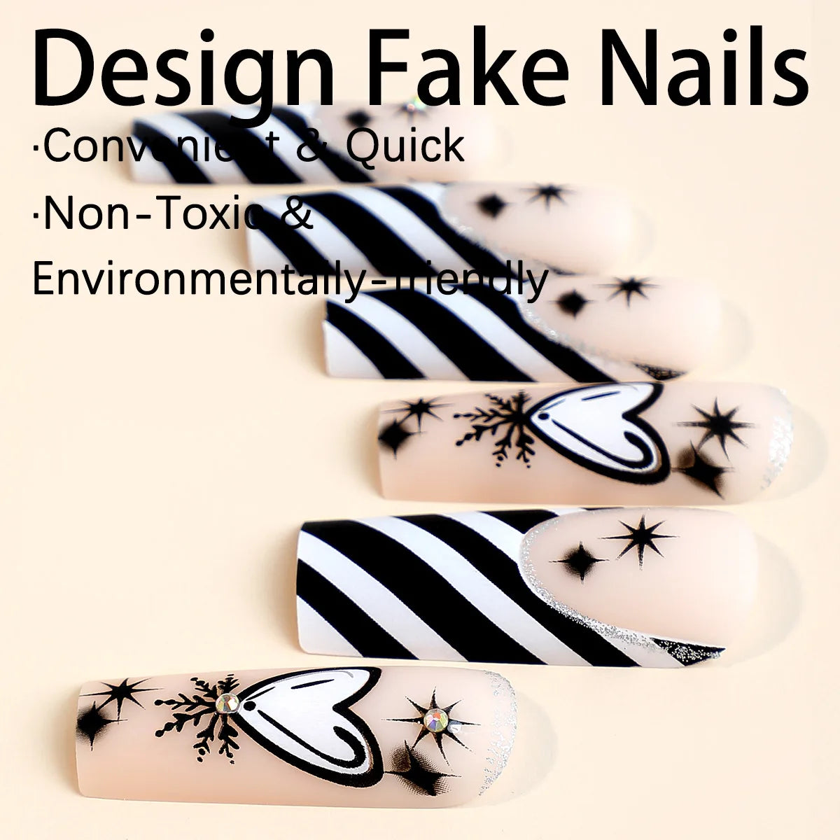 Scary Blood Skull Fake Nails Long Coffin Ballet Halloween Style False Nails 24pcs Wearable Press on Nail tips for Halloween Gift Good Vibrations