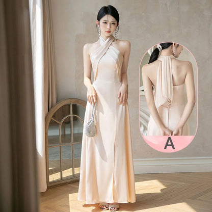 4styles Champagne Bridesmaid Dress Women's Elegant Satin Ruffles Design Off Shoulder Ankle Length Wedding Party Guest Vestido Good Vibrations